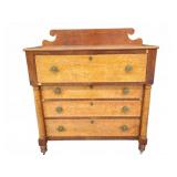 FOUR-DRAWER BIRDS-EYE MAPLE CHEST WITH KEY