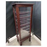 WOODEN DISPLAY CABINET WITH PLEXI-GLASS SHELVES