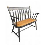 BLACK PAINTED WOODEN WINDSOR STYLE BENCH