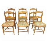 6 WOOD CANE SEAT DINING CHAIRS