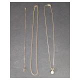 14K GOLD NECKLACES AND BRACELET WITH CHARM