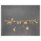 14K GOLD CHARM BRACELET WITH CHARMS