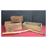 WOODEN CRATES AND DECORATIVE STICK