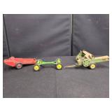 VINTAGE TOY FARM IMPLEMENTS, 3 PIECES