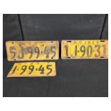 3 NEW YORK LICENSE PLATES 1925 & 1927