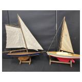 MODEL WOOD SAILBOATS, ONE SIGNED