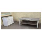 HEAVY DUTY WOOD WORK TABLE & TWO DRAWER CABINET