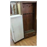 TWO CABINETS: WOOD GUN CASE &METAL CABINET