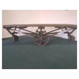 CAST IRON INDUSTRIAL CART WITH WOODEN TOP