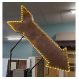 LARGE METAL ARROW SIGN WITH LIGHTS