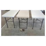 3 LIFETIME PLASTIC FOLDING 24" x 48" TABLES