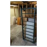 METAL STORAGE RACK WITH WOOD CABINET DOORS