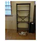 METAL SHELVING WITH TRASH CAN AND WIRE RACKS