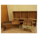 WOODEN BOOKCASE AND DRAWER DISPLAYS