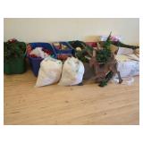 CHRISTMAS DECOR LOT W/TREES, DECOR, REINDEER