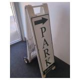 REHOUSE DOUBLE-SIDED PARKING SIGN ON WHEELS