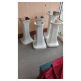FIVE ANTIQUE ENAMEL CAST IRON SINK PEDESTALS