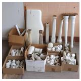 ASSORTED PORCELAIN PLUMBING PARTS AND LEGS