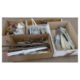 BOX LOT WITH WINDOW PARTS, HARDWARE, HINGES LOCKS