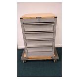 METAL FIVE-DRAWER TOOL CABINET ON DOLLY