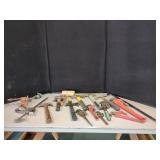 ASSORTED HAMMERS & PIPE WRENCHES