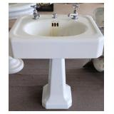 ANTIQUE WHITE PEDESTAL SINK WITH FIXTURE