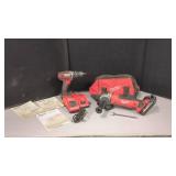 MILWAUKEE TOOL SET: GRINDER, DRILL, CHARGER, BAG
