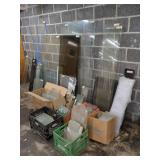 ASSORTED SHEET GLASS PANELS AND CUT PIECES