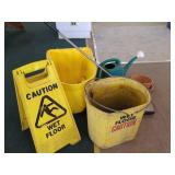 MOP BUCKETS, CAUTION SIGNS, WATERING CANS LOT