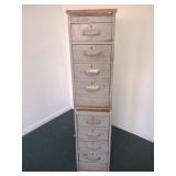 TWO GRAY WOOD FILE DRAWER CABINETS STACKED