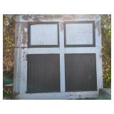 PAIR WOODEN INDUSTRIAL SLIDING DOORS