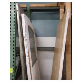 THREE ASSORTED DOORS WOOD METAL GLASS MIXED SIZES