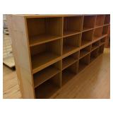 TWO WOODEN DISPLAY SHELVING UNITS