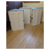 THREE WOODEN HOMEMADE CORNER COMMERCIAL DISPLAYS