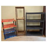 THREE ASSORTED STORAGE SHELVING UNITS