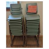 22 STACKABLE CHAIRS WITH 2 CARTS, 1960S ERA