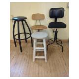 FOUR MIXED STYLE STOOLS