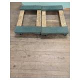 PAIR CARPETED WOODEN DOLLIES