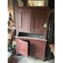 Early Red Painted Farmhouse Step Back Hutch