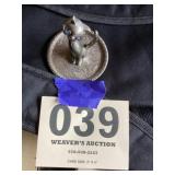 Cat with blue eyes on a silver plate tray