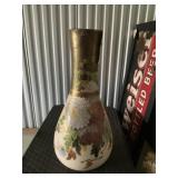 Vintage large floral vase has damage
