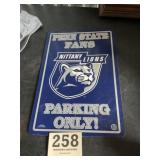 Plastic Penn State fans, parking only sign