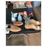 Assorted lot figurines & Shoe Stretchers