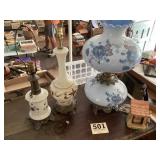 Light and Lamps lot. Blue lamp has small crack on
