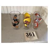 3 vintage Pepsi collectors drinking glass from
