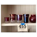 Old Ruby, red glassware, some are souvenirs of