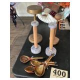 Hand painted Wooden Spoons $ Wooden Pedestals