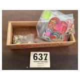 Wooden Cooper cheese box and vintage valentines