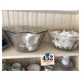 Two large punch bowl sets