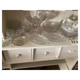 Lot of vintage, clear, glassware, punch, bowl,